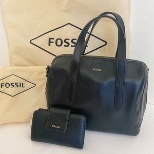 Fossil Black Sydney Satchel and Wallet